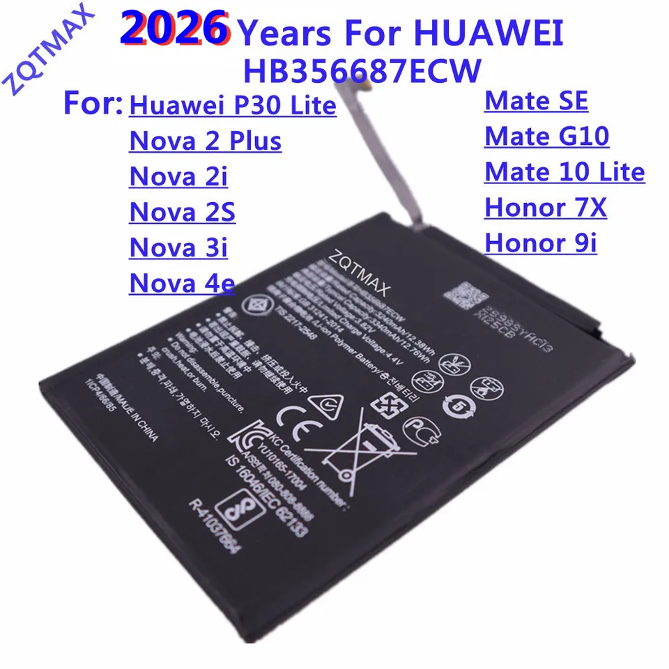 BATERIA DO HUAWEI P30 LITE MATE 10 LITE P SMART PLUS NOVA 2 PLUS HB356687ECW 3340MAH