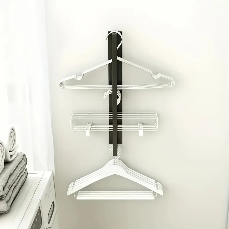 1pcs Magnetic Hanger Storage Box, Hanger Rack for Washing Machine, Wardrobe, Laundry Room & Wall Mounting, Stain-Free Design