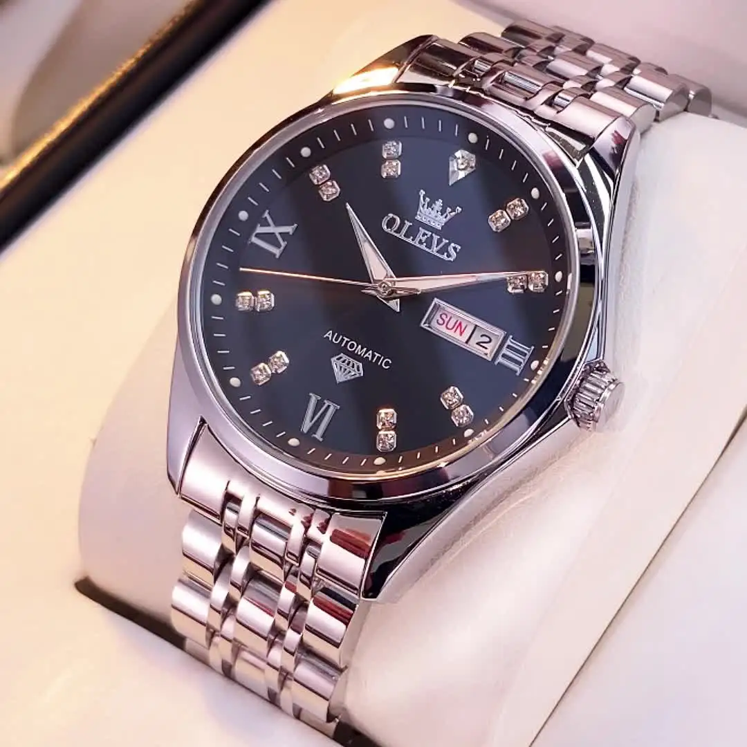 OLEVS модные механические часы с бриллиантами мужские водонепроницаемые