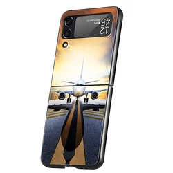 Aircraft Airplane Hard PC Shockproof Phone Case - Black Cover Shell Bag - Samsung Z Flip 4 (A1)