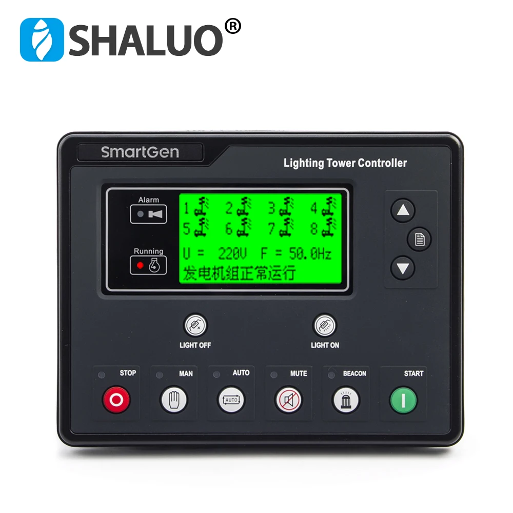 

Smartgen ALC704 ALC708 Single Light Tower Controller Timing Remote Start Stop Monitor Control Panel For AC DC light tower Genset