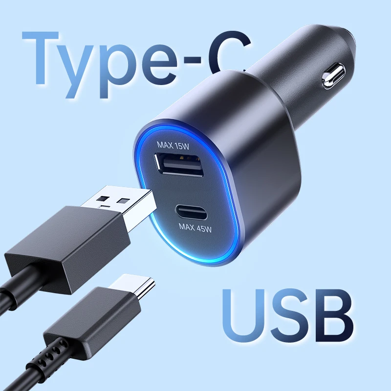 60w For Samsung Super Fast Car Charger Pd Usb Type C Port Auto Cargador 45w  Galaxy S24 S23 + S22 5g S21 Note 20 10 Z Flip3 A52