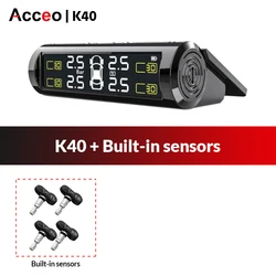 Solar - Powered Wireless Tire Pressure & Temperature Monitoring System with Safety Alarm - Built - In Sensor