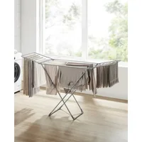 Clothes Drying Rack, Metal Laundry Drying Rack, Foldable, Space-Saving, Free-Standing Airer, with Gullwings, Indoor Outdoor Use 2