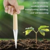 New Sow Dibber Stainless Steel Hand Dibber w/ Wooden Handle Outdoor Loosen Soil Accessory Dibber Bulb Planter w/ Seed Dispenser 4