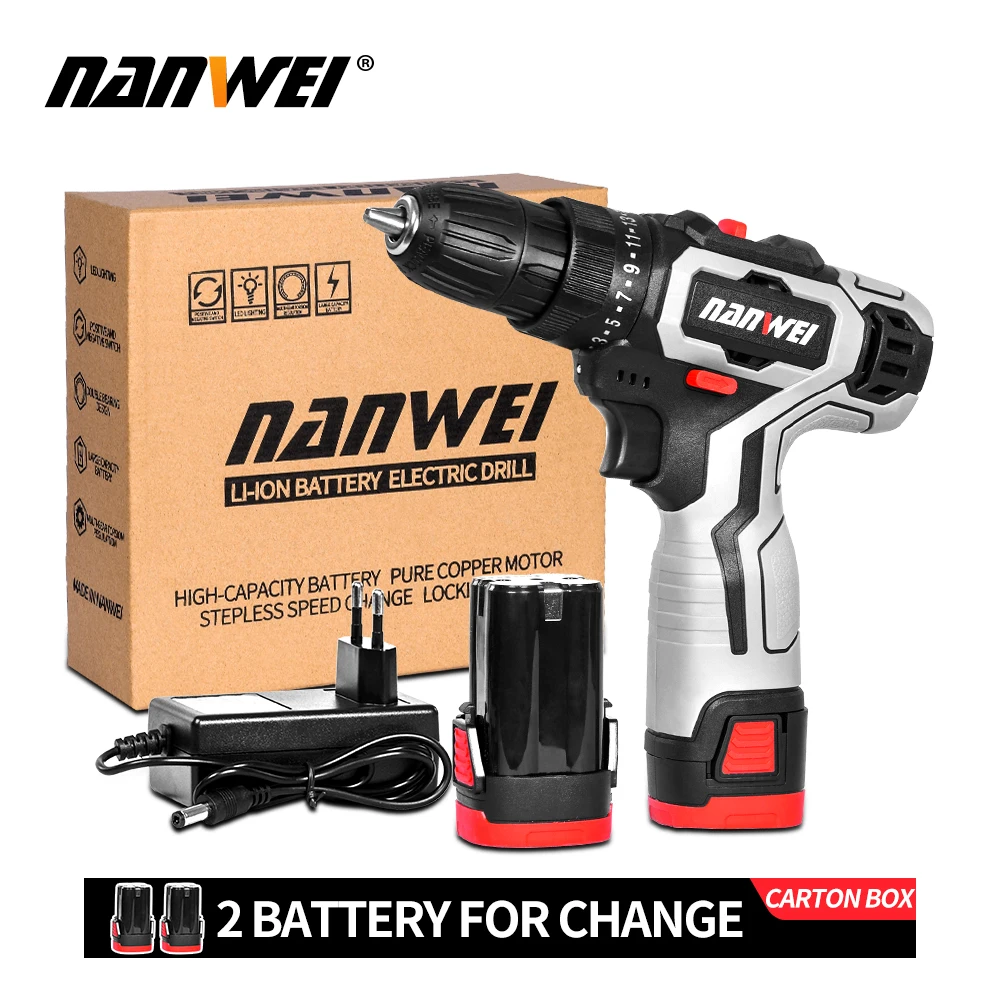 

12V 18Vcordless drill mini drill for wall small Screwdriver Lithium-Ion Battery 3/8-In new color