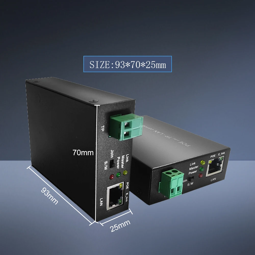 10/100Mbps Ethernet repeater converter over Twisted Pair 2-wire PoE extender 500m long distance for IP Camera
