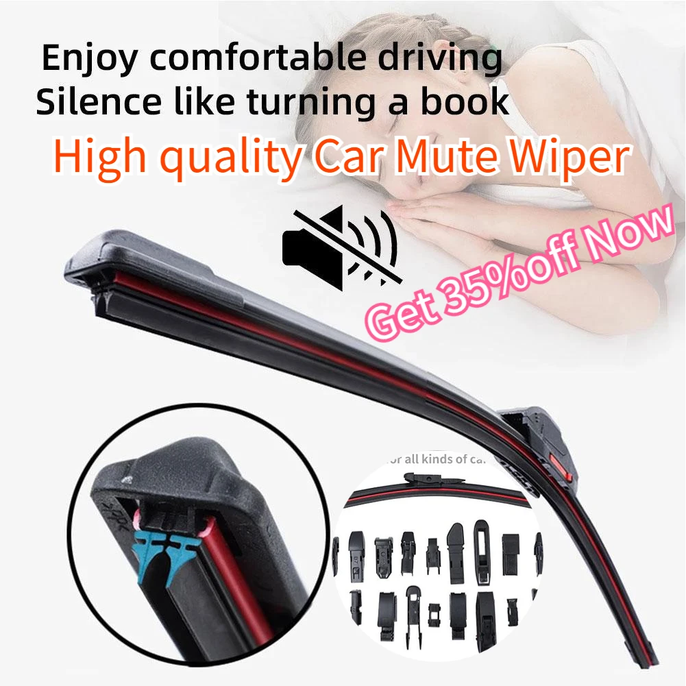 10 Sizes Universal Car Wiper Mute Car Front Windshield Wiper Soft Double Rubber Strip Windshield Windscreen Wipers Accessory