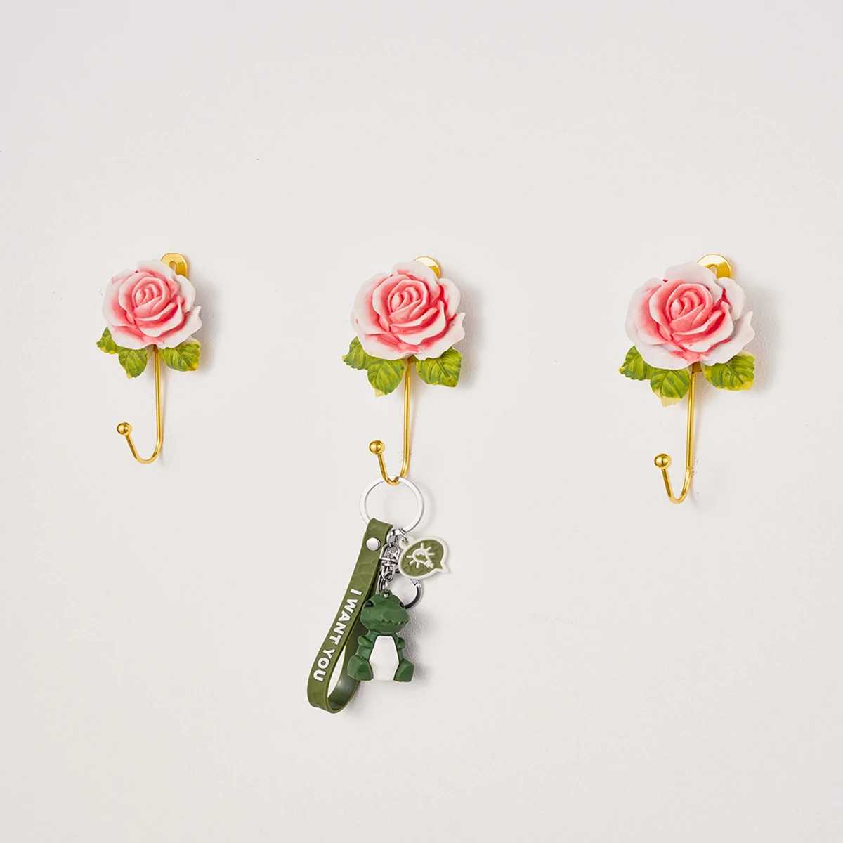 1PC, resin rose-shaped hooks, European retro gold and silver colored home decoration hooks