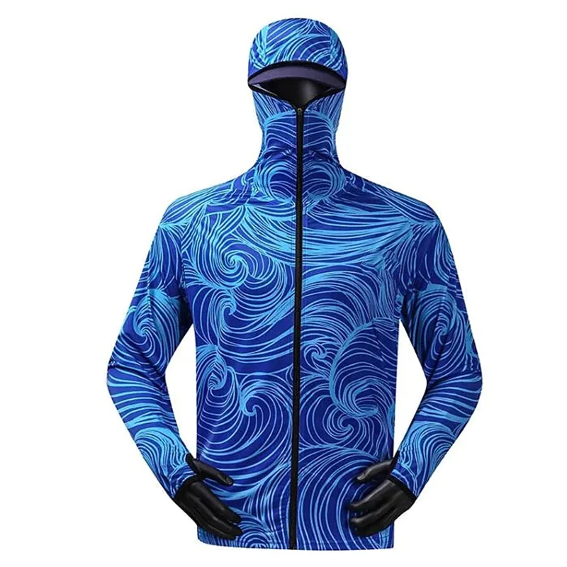 

Outdoors Ventilation Printing Fishing Shirts Sublimation Quick Dry Hoodie Jerseys Men's Anti-UV With Zipper Fishing Clothing