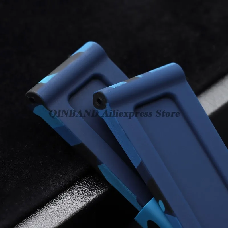 Camouflage Blue-Black-Grey Soft Silicone Watchband Replacement Strap