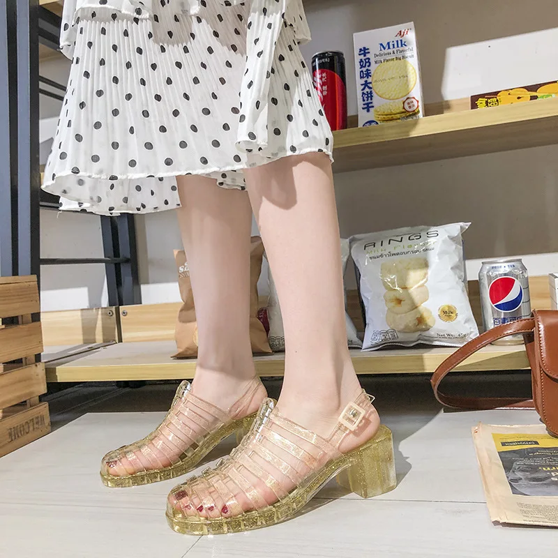 PVC Sandals Women Transparent Flats Shoes Large Size Female Clear Je –  chenshufang06