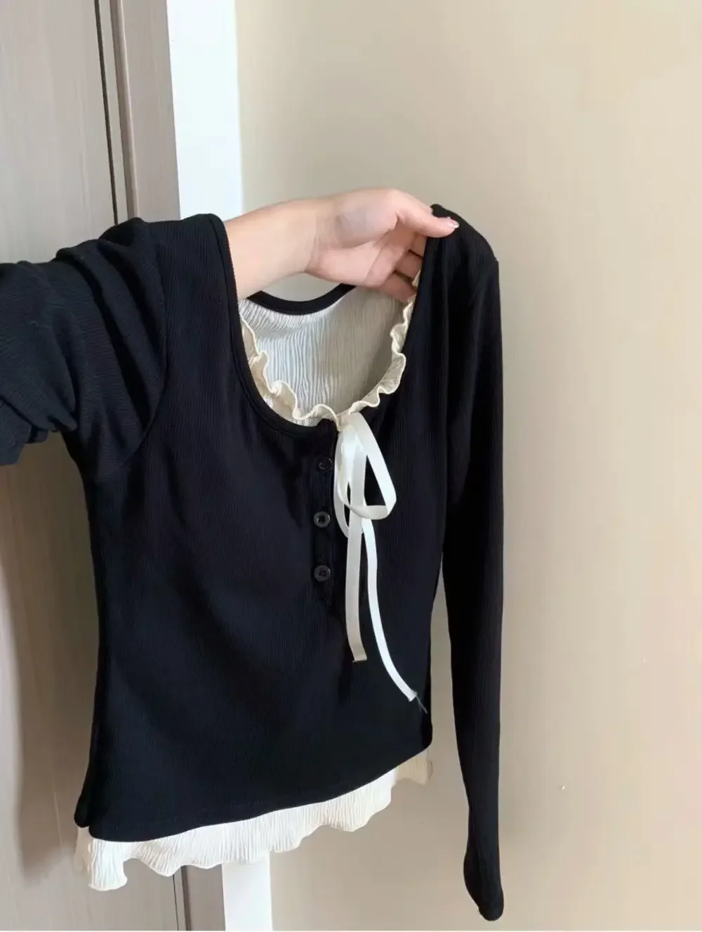 T-shirts Women Slim Sweet College Fashion Korean Spring Soft Leisure Cropped Spliced Designed New Arrival Daily Casual