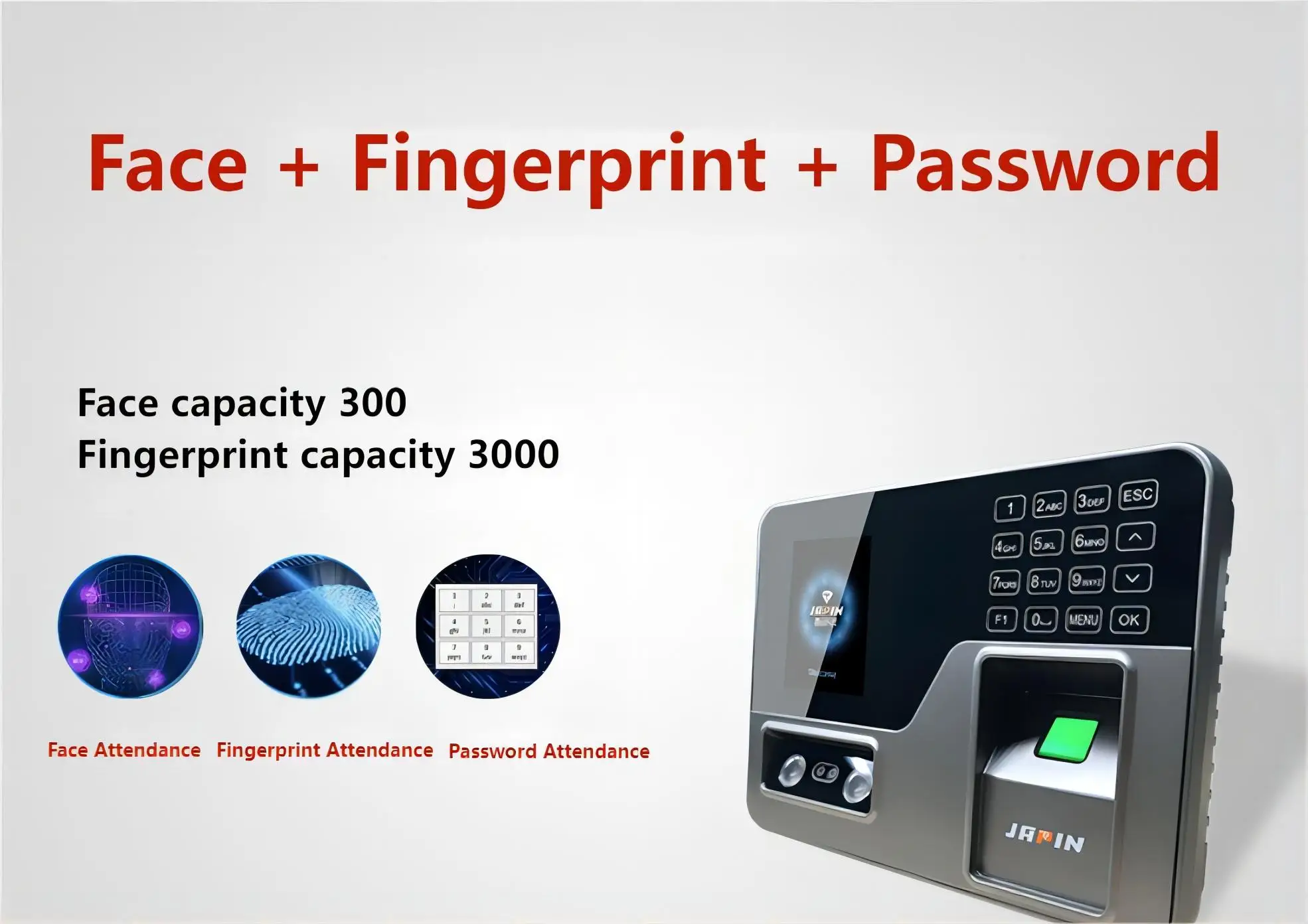 3 In 1 Face Recognition Attendance Machine Office Employee Sign-in Apparatus Password Fingerprint Punch-in Electronic Device X3 fingerprint attendance machine facial recognition clock