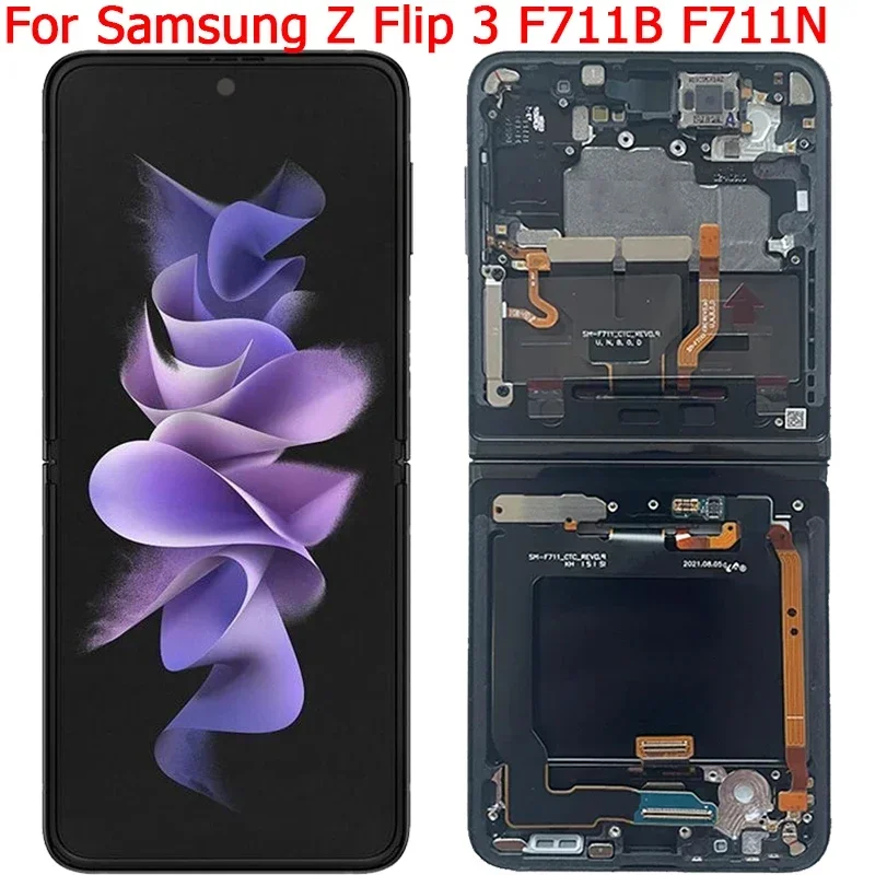Originale Sm-F711B Lcd Per Samsung Z Flip 3 5G Schermo Lcd Display Anteriore Con Cornice 6.7 "Z Flip 3 F711N F711U Lcd Usato