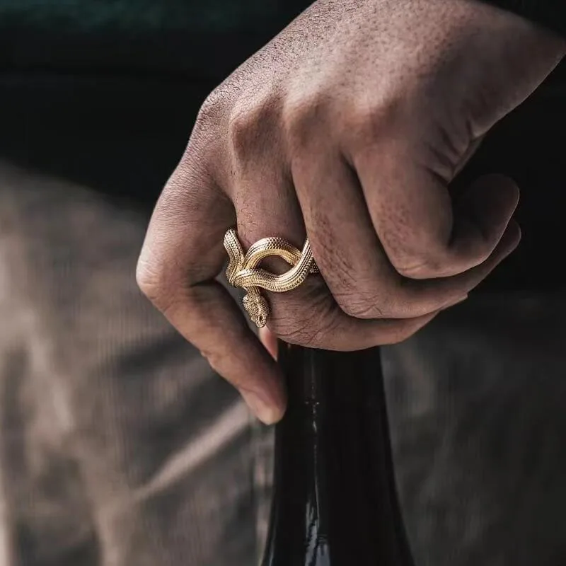 New In Snake Design Ring For Men Plated Metal Ring
