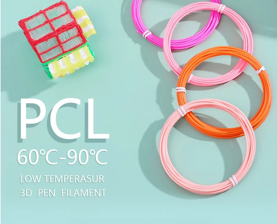 PCL Filament Low Temperature 3D Pen Filament 1.75MM Suitable For Low Temperature 3D Pen Bright Colors No Repetition 3d printing pen filament