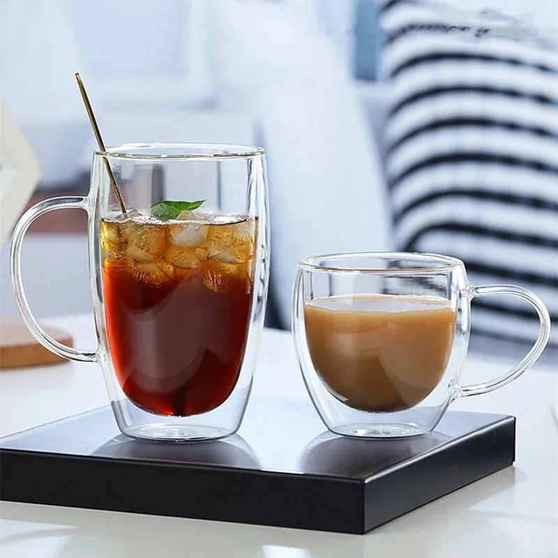 Italian Espresso Double Wall Glass Cup Wiht Bamboo Tray Heat Resistant  Insulation Coffee Teacup Copo Taza Verre Glasses Cups - AliExpress