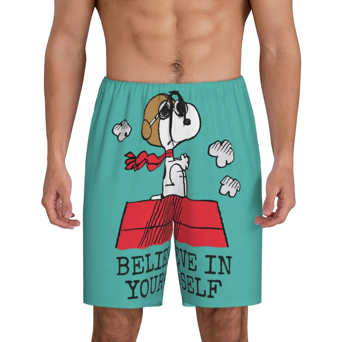 

Пижамные шорты для манги Snoopy Woodstock, одежда для сна для мужчин, эластичный пояс, Мультяшные шорты с карманами для сна с собакой