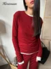 Hirsionsan Modal Soft Loose Sets Women 2025 Casual Two Pieces Long Sleeve T Shirts and High Waist Dresses Outfits Tracksuit 4