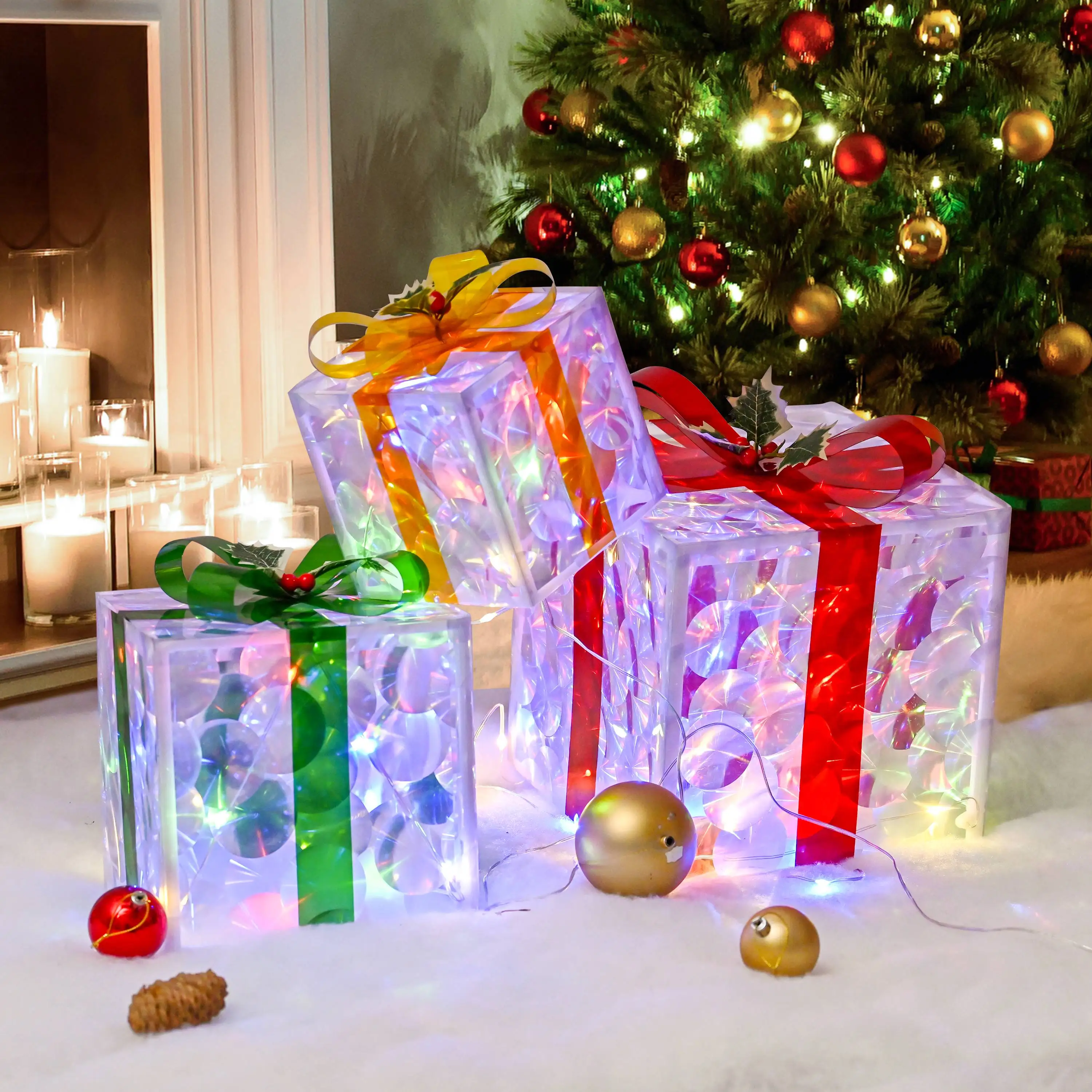 Set-of-3-Christmas-48-LED-Lighted-Gift-Boxes-Transparent-Four-Color