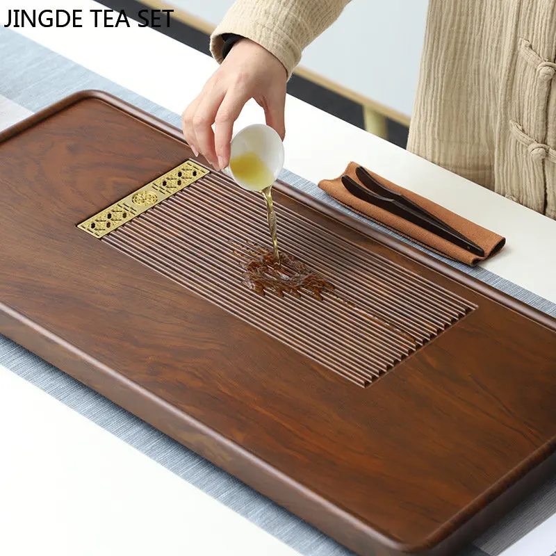Large Size Solid Wood Tea Tray with Drainage Tank High Grade Puer Tea Table Chinese Teaware Storage Supplies Tea Ceremony Tool