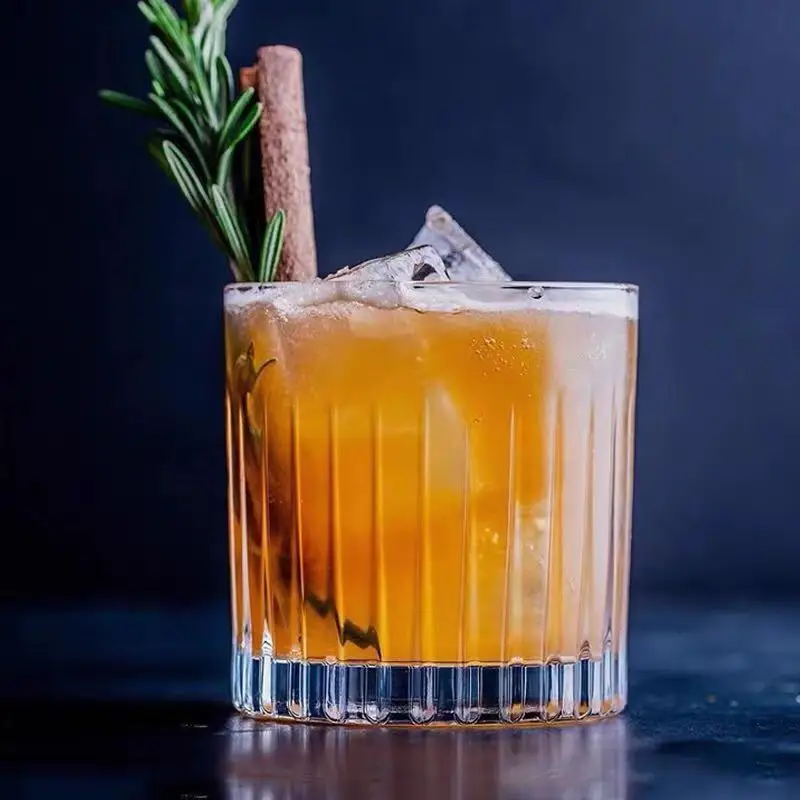 335ml Classic Striped Brandy Whiskey Glass Cups Transparent Iced Coffee Cup American Latte Coffee Mug Foreign Wine Cocktail Mugs