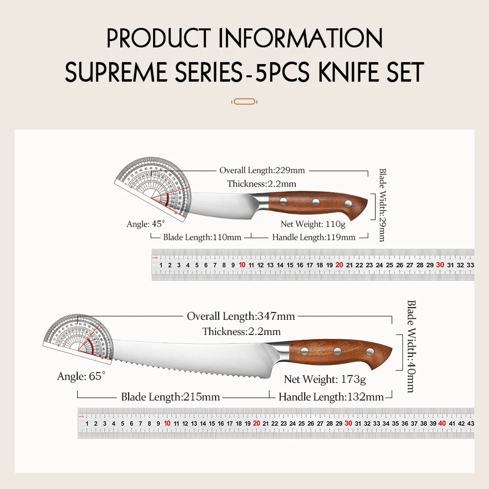 Kitchen Knife Set 1.4116 steel Red Wood Handle Cook Tools Core Blade Accessories Box Packing 1PC or 5PC kitchen knife set