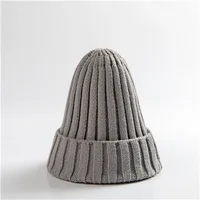 Knitted  Solid Edge Curl Colored Woolen Men's and Women's  Ear Protection Warm Fitting Hood  Autumn and Winter Hat Trend - Image 5