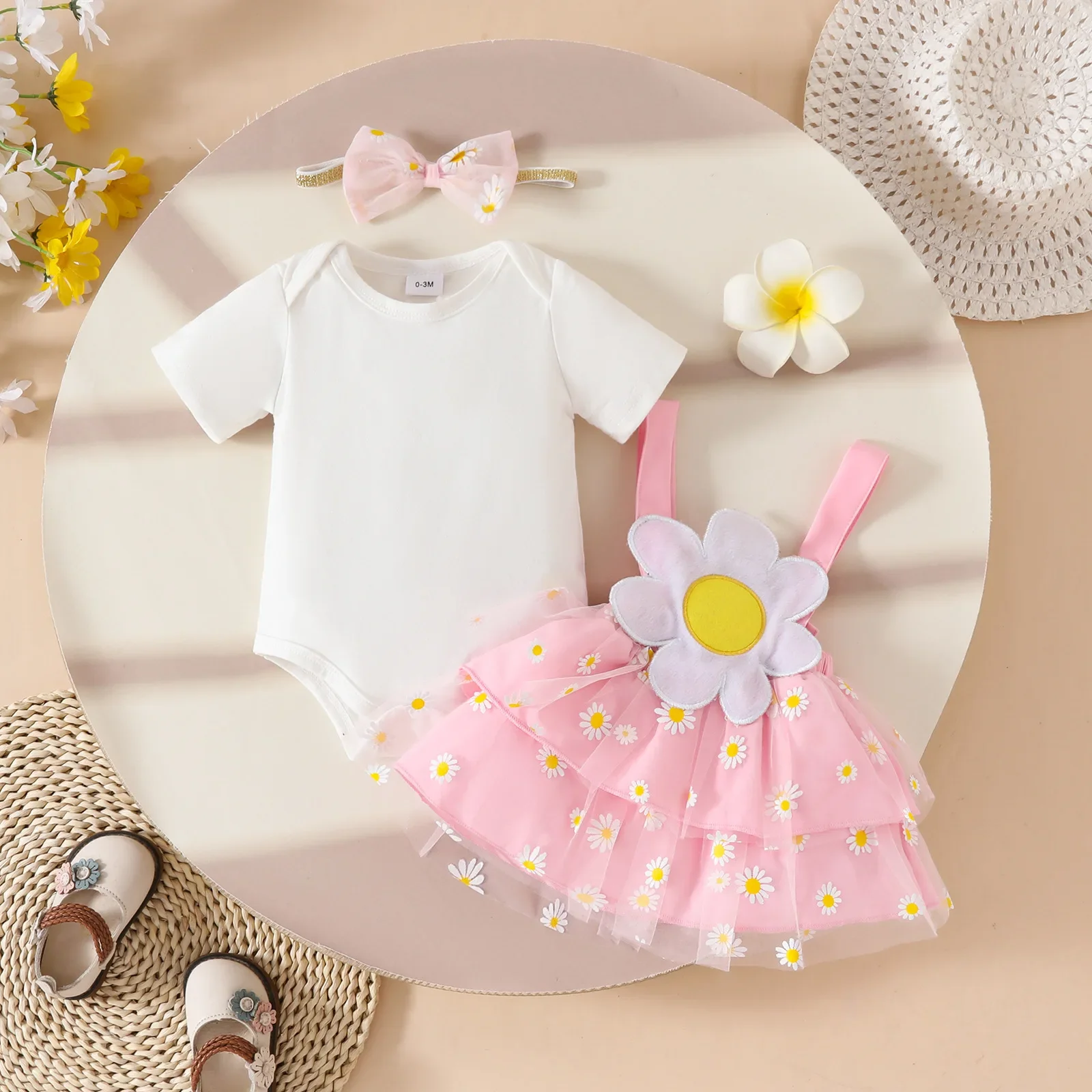 Abbigliamento alla Moda per Bambine, Body Rosso + Vestito con Cuori e Fragole Cartoon, Set Estivo per Neonata - immagine 4