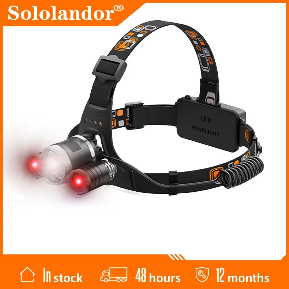 Drop Shipping 2000lm 3 Led Headlamp Red Light Outdoor Headlight 3modes Waterproof Usb Flash
