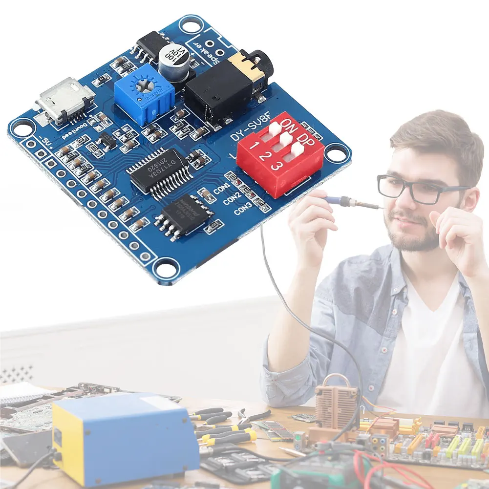 DY-SV8F 재생 64Mbits 플래시 스토리지 보드 UART I/O 트리거 미니 MP3 음악 플레이어 보드 SD/TF 카드용 8M