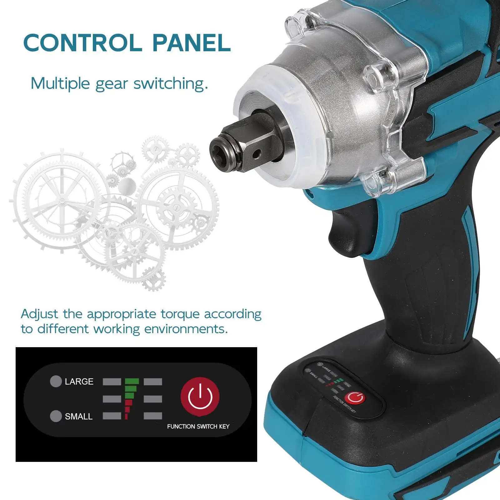 520N. m/1200 N.M Schnurloser elektrischer Schlag, französischer bürstenloser Hand-Elektro-Treiber, Elektrowerkzeug für 18-V-Makita-Akku – Detail 8