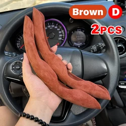 Luxurious 38cm Leather Car Steering Wheel Cover (D 2PCS Brown)