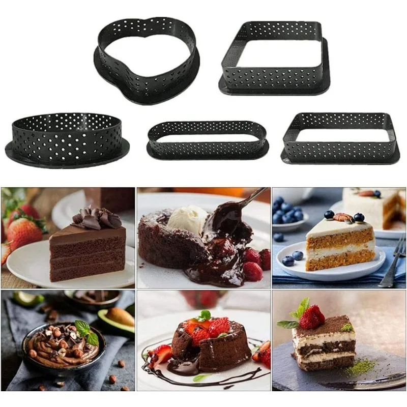 Silicone Tart Molds Non-Stick Baking Rings Perforated Cake Mold Pastry Moulds for Dessert Bread Pie Kitchen Baking Tools