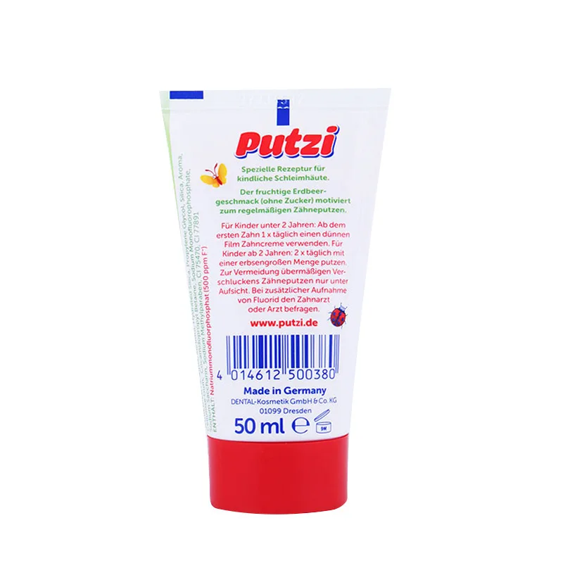 50ml Children's Toothpaste Origin From Germany 1-3-6 Years Old Tooth Decay Prevention Baby Toothpaste Press To Squeeze (Red one)