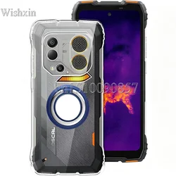 Ring Holder Shockproof Soft TPU Kickstand Case for Oscal Pilot 6 (Clear Blue Ring)