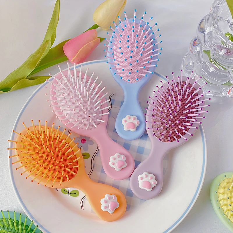 

Mini Cute Cat Paw Air Cushion Massage Comb Home Cartoon Hairbrush Candy Colour Hairdressing Comb Scalp Massager Paddle Brush