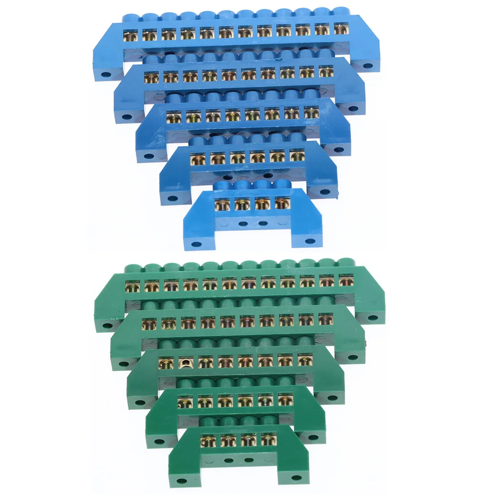 Description Picture 2 of item1Pcs Green Blue Screw Brass Din Rail Terminal Block Earth and Neutral Blocks 4Pin 6Pin 8Pin 10PIN 12PIN