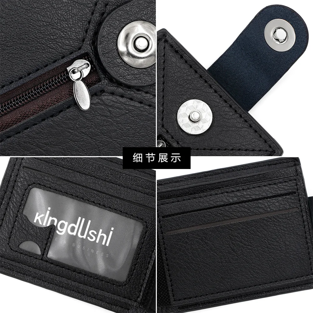 Men's Bifold Magnetic Wallet with Zippered Coin Pouch and Multiple Card Slots