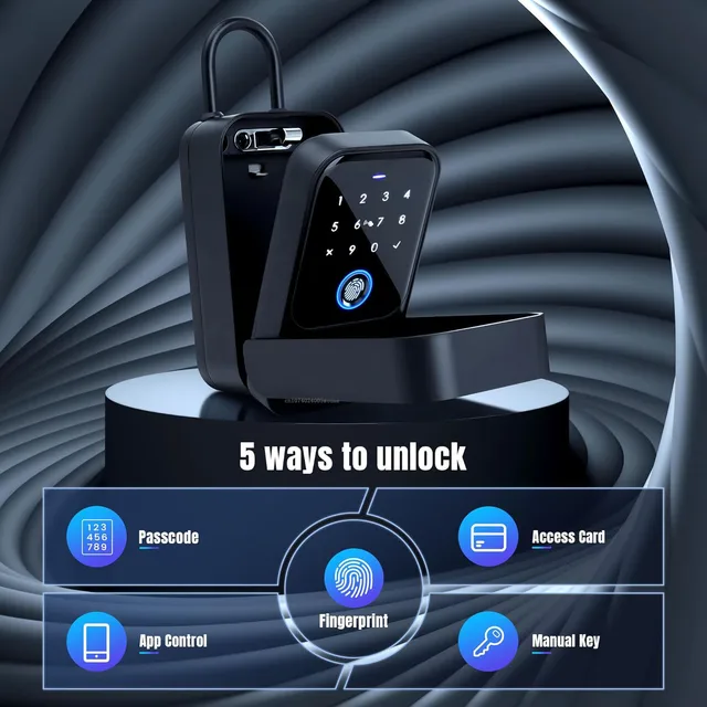 Smart Key Lock Box Fingerprint Control Ekey Passcode Access Card Bluetooth Unlock for Convenient Home Wall Mounted Door Hanging 6