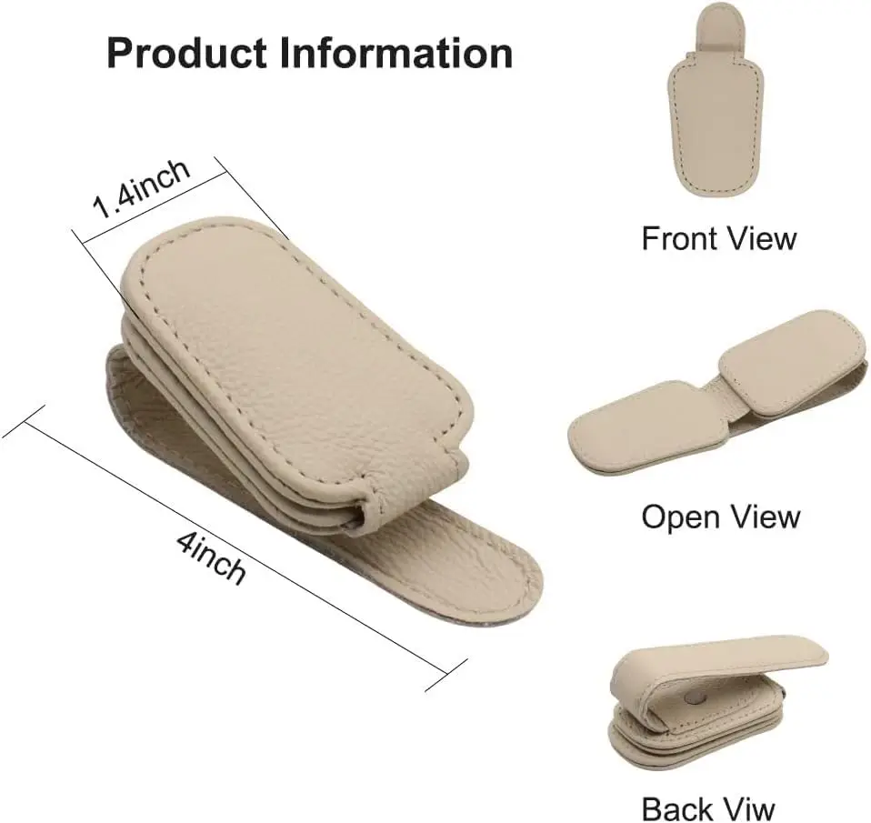 유니버설 자동차 선글라스 홀더 자기 가죽 클립 카드 티켓 홀더 자동 썬 바이저 안경 상자 장식 액세서리