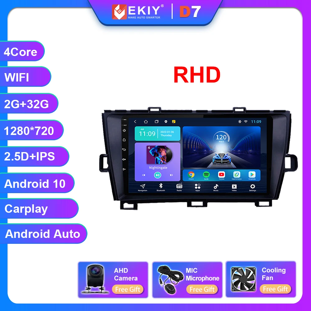 EKIY T7 QLED DSP 8G+128G Android 10 For Toyota Prius XW30 2009 - 2015 Car Radio Multimedia Video Player GPS Navi Stereo Carplay best car multimedia player Car Multimedia Players