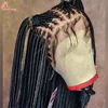 Full Lace Synthetic Afro Cornrow Braided Wigs Knotless Box Braids Wig For Black Women 36 Inches Goddess Handmade Braiding Wig 3