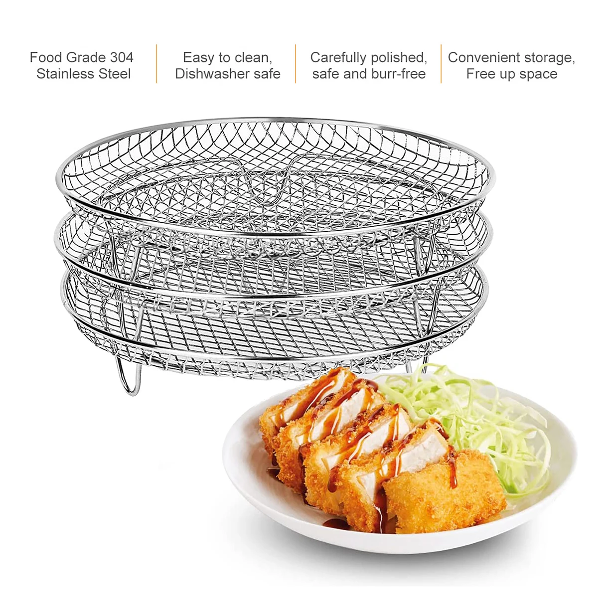 Three-Tier Stainless Steel Dehydrator Rack & Tray Set