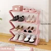 4-Tier Pink Z-Shaped Shoe Rack - Floor-Mounted Storage Rack for Living Room Bedroom & Entryway|Shoe Rack|Shoe Storage Organizer 3