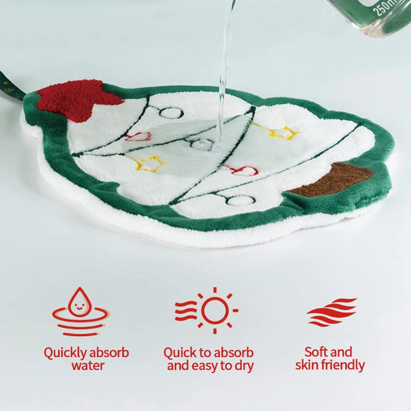 Hand Towel Christmas Hand Towel Hanging Hand Towels Absorbent Coral Velvet Towels Snowman Christmas Tree Towel For Bathroom Decor