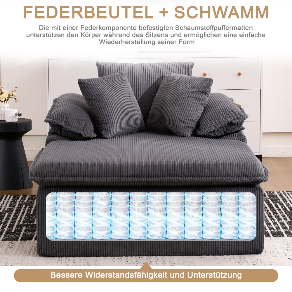 Modernes, bequemes Lese-Liegesofa mit breiten Armlehnen, keine Montage erforderlich, Sitzmöbel für das Wohnzimmer im Innenbereich – Detail 25