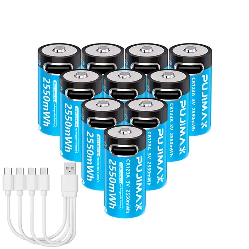 PUJIMAX Type-C Rechargeable CR123A 2550mWh 3V Lithium Battery Rechargeable Battery High Capacity  Portable Stable Output - Image 9