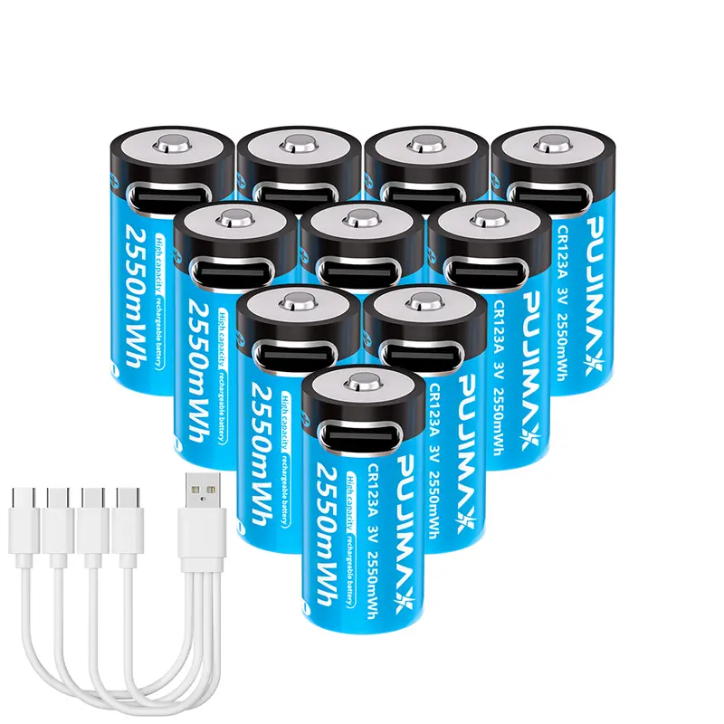 PUJIMAX Type-C Rechargeable CR123A 2550mWh 3V Lithium Battery Rechargeable Battery High Capacity  Portable Stable Output - Image 9